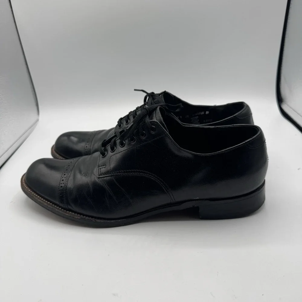 Stacy Adams Oxford Dress Shoes Men 8.5E Black Leather Cap Toe Lace Up USA